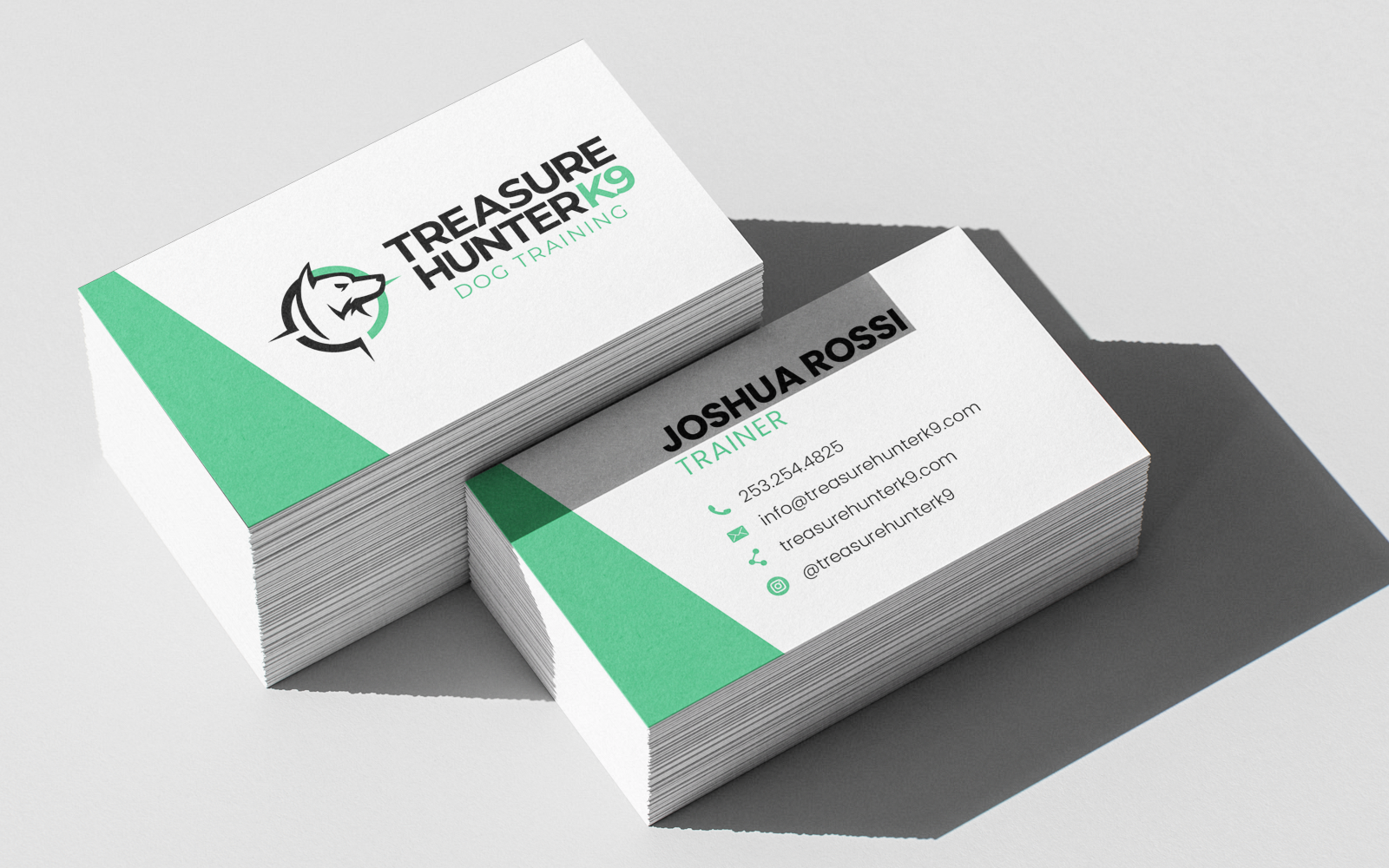 Business cards designed for Treasure HunterK9 Dog training by RE agency