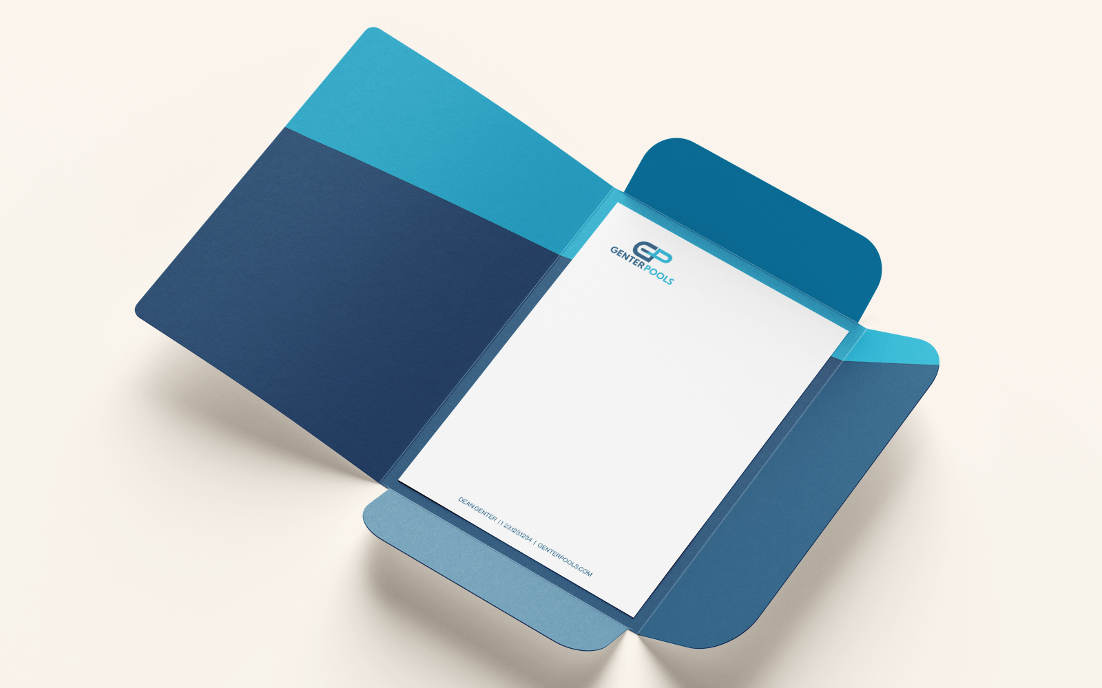 Branded letter head for Genter Pools by RE agency