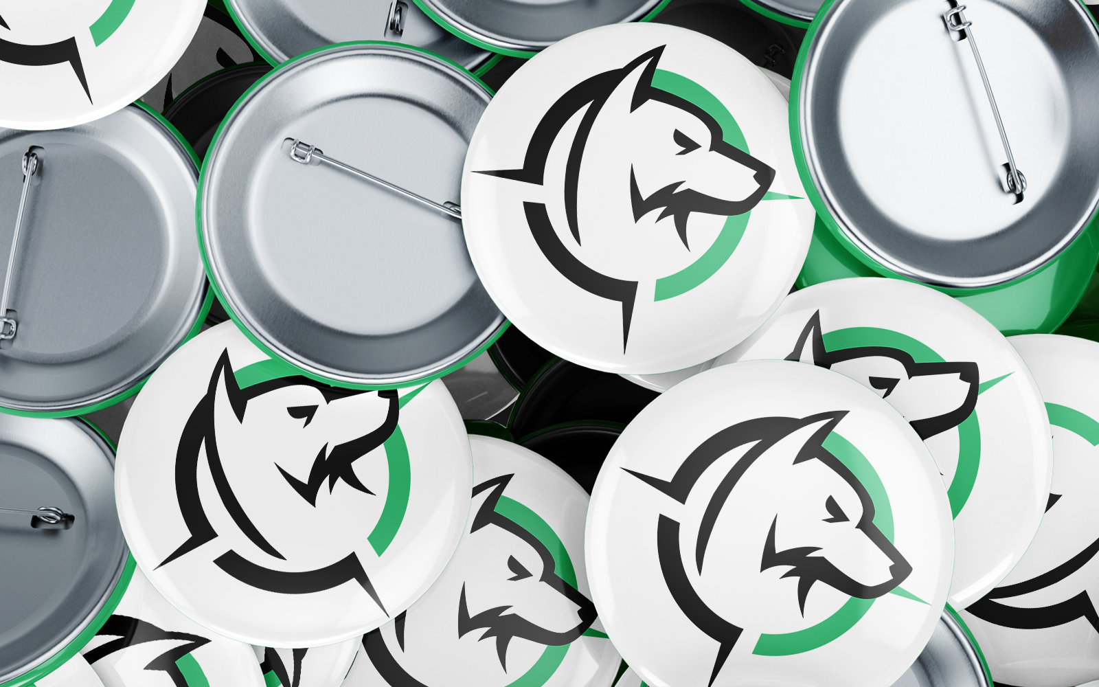 Branded pins for a personal dog training business focused on large dog breeds