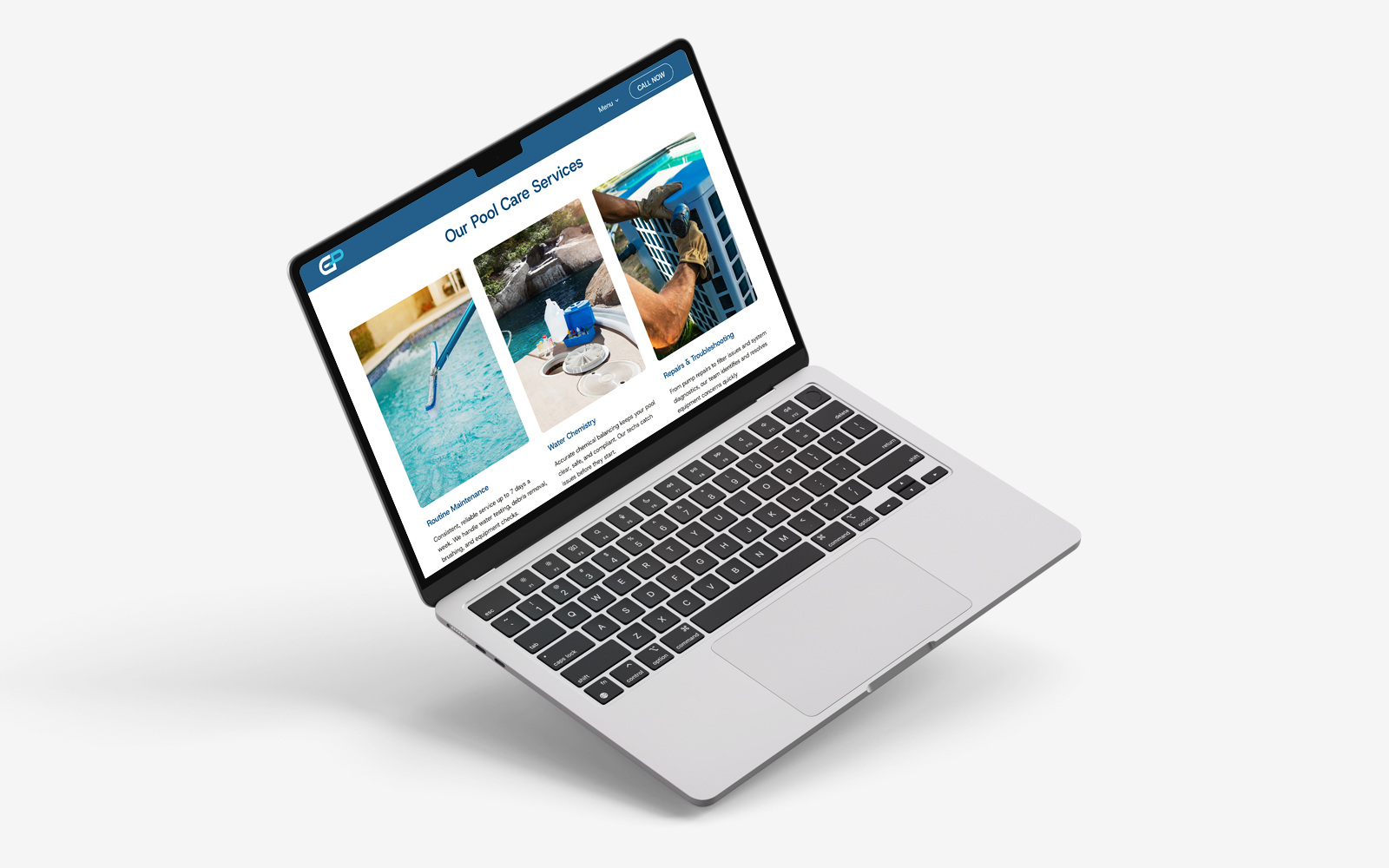 Website design by RE agency for Genter Pools